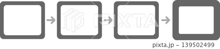 Minimal workflow process diagram with four steps connected by arrows Minimal workflow process diagram with four steps connected by arrows 139502499