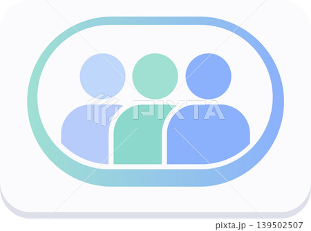 Minimal team collaboration icon with group members inside rounded frame 139502507