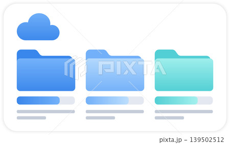 Cloud Storage Dashboard with File Folders and Data Management Flat Vector 139502512