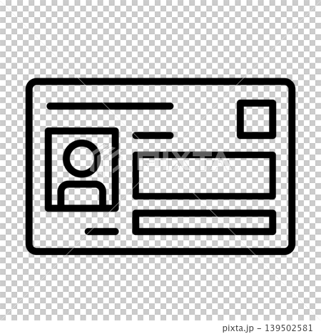 Vector illustration of a line drawing pictogram for a digital ID card. Vector illustration of a line drawing pictogram for a digital ID card. 139502581
