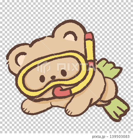Cute kawaii bear wearing snorkeling mask tropical underwater summer vacation animal clipart illustration Cute kawaii bear wearing snorkeling mask tropical underwater summer vacation animal clipart illustration 139503083