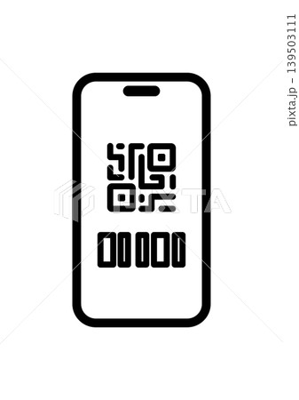 QRコード風のマークなどが表示されたスマホの画面のベクターイラスト 139503111