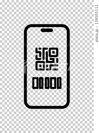 QRコード風のマークなどが表示されたスマホの画面のベクターイラスト 139503111