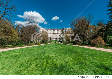 Royal Palace Over Campo del Moro Gardens in Madrid Spain Royal Palace Over Campo del Moro Gardens in Madrid Spain 139503944