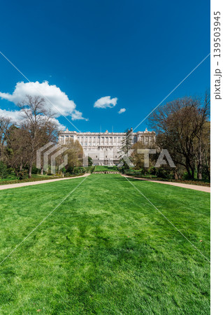 Royal Palace Over Campo del Moro Gardens in Madrid Spain 139503945