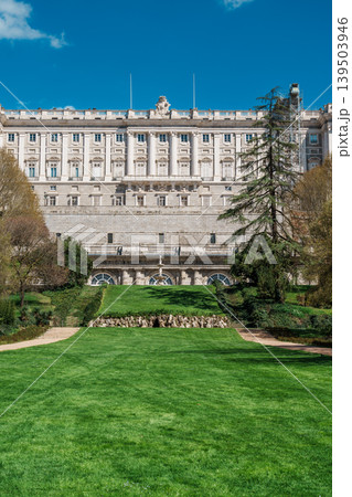 Royal Palace Over Campo del Moro Gardens in Madrid Spain Royal Palace Over Campo del Moro Gardens in Madrid Spain 139503946