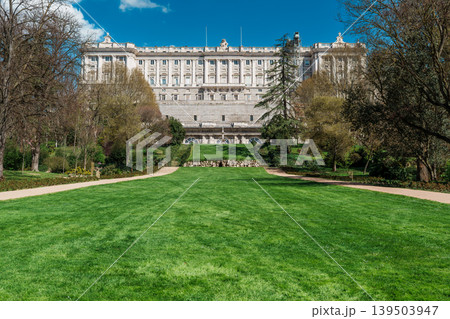Royal Palace Over Campo del Moro Gardens in Madrid Spain Royal Palace Over Campo del Moro Gardens in Madrid Spain 139503947