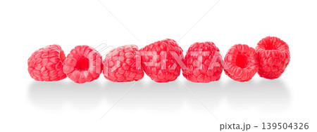 Raspberries lined up, showcasing vibrant colors, PNG Raspberries lined up, showcasing vibrant colors, PNG 139504326