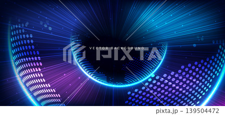 Futuristic Digital Globe with Neon Data Streams and Global Network Concept. 139504472
