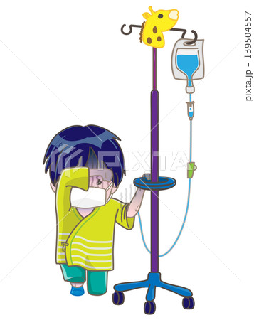 左腕に点滴をしながら膝をつく子供 体調が悪くなり、うずくまっているイメージ マスクありバーション 左腕に点滴をしながら膝をつく子供 体調が悪くなり、うずくまっているイメージ マスクありバーション 139504557
