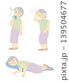 熱中症になるシニア女性のイラストセット 139504677