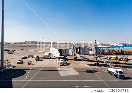 羽田空港第1ターミナル付近 飛行機 東京都大田区羽田空港 羽田空港第1ターミナル付近 飛行機 東京都大田区羽田空港 139504718