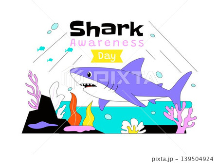 Shark Awareness Day Vector Illustration Featuring Cute Ocean Shark Marine Life Coral Reef And Underwater Conservation Theme Design Shark Awareness Day Vector Illustration Featuring Cute Ocean Shark Marine Life Coral Reef And Underwater Conservation Theme Design 139504924