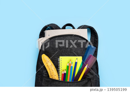 back to school concept backpack supplies back to school concept backpack supplies 139505199