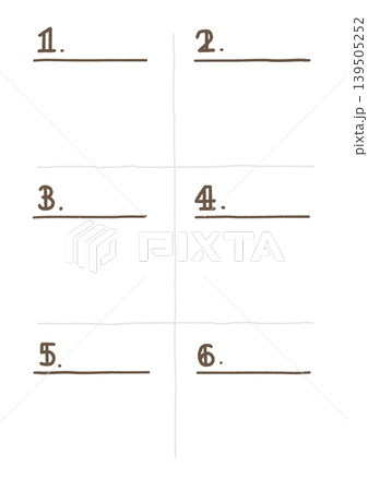 リスト、メモ、ワークシート(レター線なし)テンプレート[1][2][3][4][5][6] 139505252