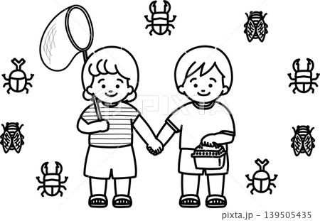 虫取り(線画) 虫取り(線画) 139505435