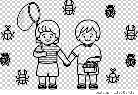 虫取り(線画) 虫取り(線画) 139505435
