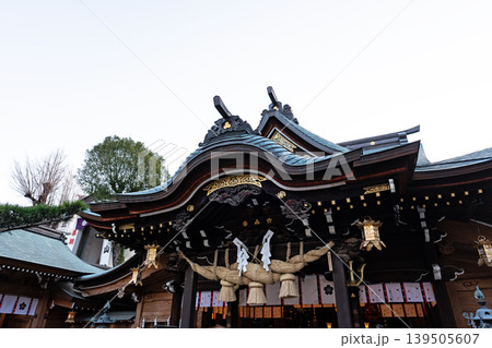 櫛田神社の拝殿 博多風神雷神 福岡県福岡市博多区 櫛田神社の拝殿 博多風神雷神 福岡県福岡市博多区 139505607