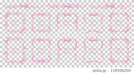 一組可愛的絲帶邊框向量插圖。絲帶，裝飾品 139506200