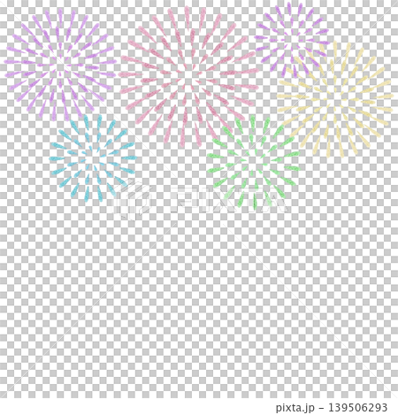 【打ち上げ花火のフレーム】手刺繍イラスト素材 139506293