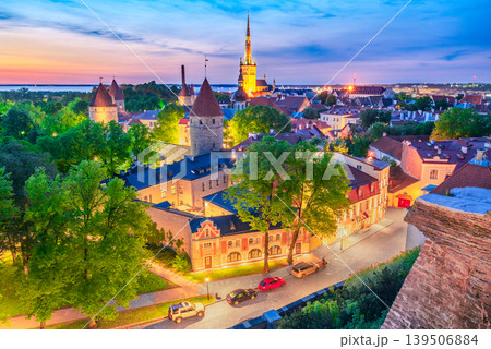 Tallin, Estonia. Toompea Hill blue hour view. Tallin, Estonia. Toompea Hill blue hour view. 139506884