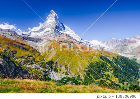 Matterhorn, Switzerland. Swiss Alps with famous pyramid mountain Monte Cervino. Matterhorn, Switzerland. Swiss Alps with famous pyramid mountain Monte Cervino. 139506900