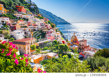 Positano, Amalfi. Charming Costa Amalfitana small town in Italy. 139506908