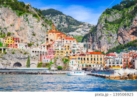 Amalfi, Italy.  Traditional village on Amalfitana coastline, Campania. 139506925