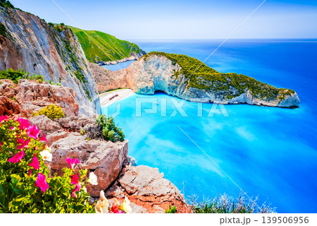 Famous Navagio Beach with shipwreck and turquoise waters, Zakynthos, Greece 139506956