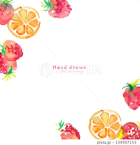 水彩画。水彩タッチのレモンと苺の夏背景。夏の水彩背景。ベクターイラスト。 水彩画。水彩タッチのレモンと苺の夏背景。夏の水彩背景。ベクターイラスト。 139507153