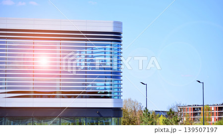 Empty new constructed automobile dealership. The building contains a sales room, offices, service and parts warehouse.  139507197