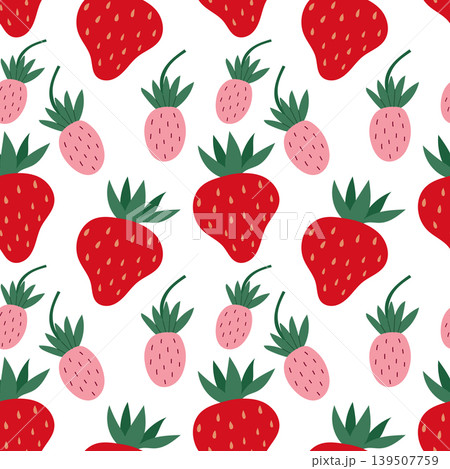 Strawberries pattern in various sizes on white background Strawberries pattern in various sizes on white background 139507759