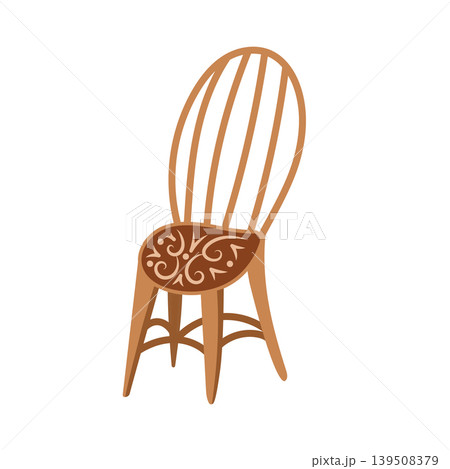 Vintage wooden chair with floral pattern seat Vintage wooden chair with floral pattern seat 139508379