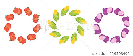 Tomato corn and red onion vegetable wreath set 139508409