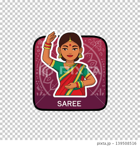 An icon of a woman wearing a traditional Indian garment, a sari. An icon of a woman wearing a traditional Indian garment, a sari. 139508516