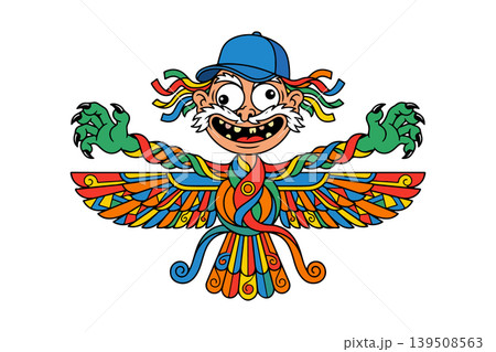 Cartoon Faravahar with Baseball Cap Cartoon Faravahar with Baseball Cap 139508563