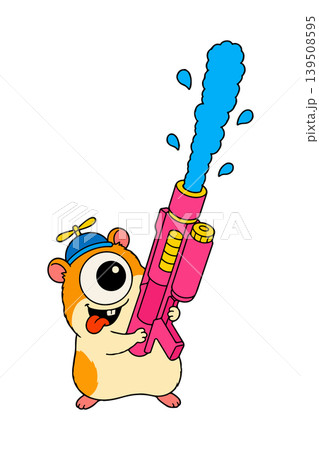 Cartoon Hamster with Water Gun Cartoon Hamster with Water Gun 139508595