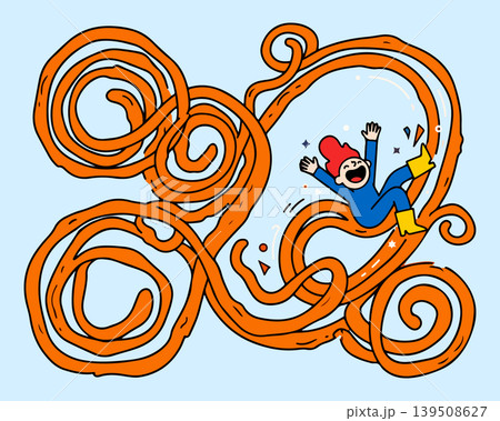 Cartoon Character Riding Orange Swirls 139508627