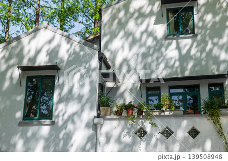 house with flower pot decor at French concession Wukang, Shanghai 139508948