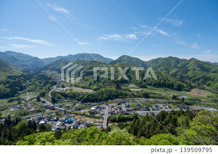 山形・山寺の伝統的な木製の回廊からの山の谷の眺望 山形・山寺の伝統的な木製の回廊からの山の谷の眺望 139509795