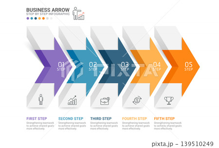 Modern arrow infographics template. Vector illustration. Can be used for workflow layout, diagram, web design, timeline. 139510249