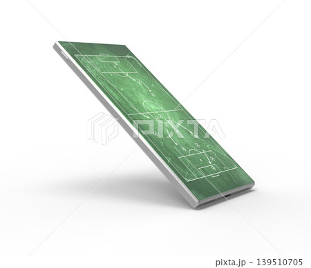 Soccer Tactics on a Mobile Screen: Interactive Strategy, 3d rendering Soccer Tactics on a Mobile Screen: Interactive Strategy, 3d rendering 139510705