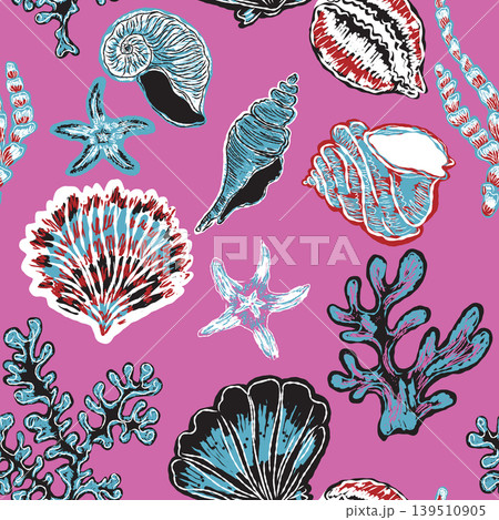 seamless pattern with seashells seamless pattern with seashells 139510905