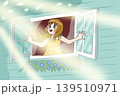日差しと窓と女性 139510971