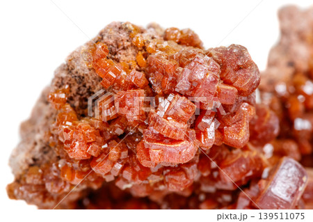 Macro mineral stone Vanadinite on a white background Macro mineral stone Vanadinite on a white background 139511075