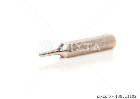 A set of different attachments for a head screwdriver with a screwdriver on a white background A set of different attachments for a head screwdriver with a screwdriver on a white background 139511102