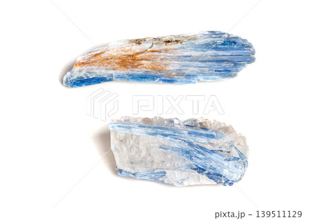 Macro mineral stone Kyanite a white background Macro mineral stone Kyanite a white background 139511129