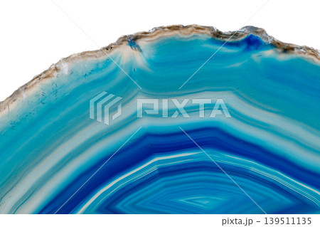 Macro mineral stone Blue Agate breed a white background Macro mineral stone Blue Agate breed a white background 139511135