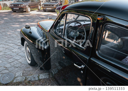 Berlin, Germany - May 2, 2026. Volvo classic car interior at Oldtimer Open Air 139511333