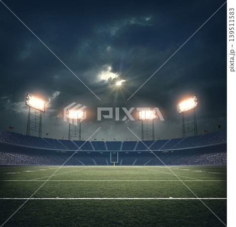 American football stadium with cloudy sky at night. American football stadium with cloudy sky at night. 139511583